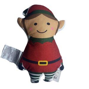 Elf Shaped Throw Pillow 9” X 15” Ellen Brown Hair 100% Polyester Holiday Decor